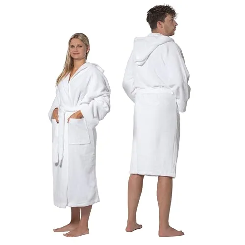 ZOLLNER Bademantel mit Kapuze - Unisex, hautfreundlich und saugstark - Bademäntel für Herren, ideal für Wellness und Entspannung, waschbar bis 95°C und in Hotelqualität - perfekt für zu Hause oder nach dem Schwimmbad.
