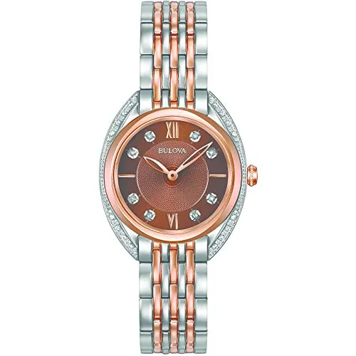 Bulova Damen Analog Quarz Uhr 98R230 - Elegante Armbanduhr mit 16 Diamanten, Saphirglas und 3 Jahren Garantie, wasserdicht bis 30 Meter – ideal für stilbewusste Damen.
