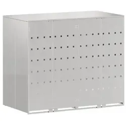 vidaXL Wagenmüllbehälter für 2 Behälter Silber - Haushaltszubehör mit modernem Design, erweiterbar und belüftet für hygienische Abfalllagerung im Freien. Ideal für Ordnung und Sauberkeit in Garten oder Terrasse.