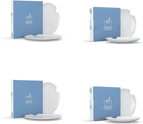 Fiftyeight Teller-Set 8-tlg. + Tischsets weiß - Praktisches Teller-Set für die ganze Familie, spülmaschinenfest und mikrowellengeeignet, ideal für jeden Anlass.