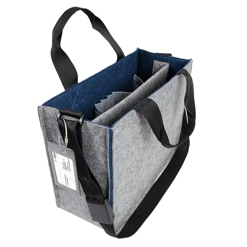 SIGEL BA424 Desk Sharing Bag Classic - Utensilienschalen: Praktische Filztasche für mobiles Arbeiten, bietet sicheren Stand und Platz für Laptop bis 15,4 Zoll, inklusive 2 Tragegriffen und verstellbarem Schultergurt.