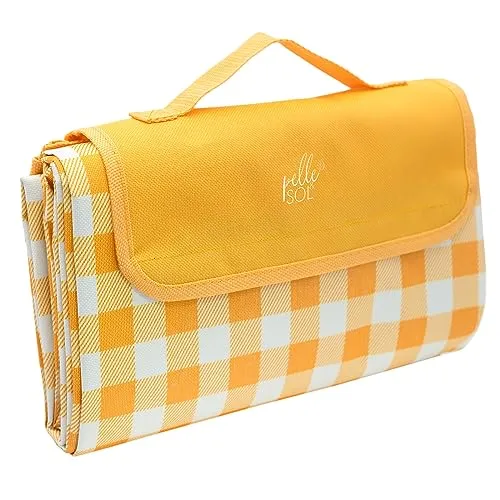 Pelle & Sol wasserdichte, faltbare Picknickdecke, 200 x 140 cm, Outdoor-Strandmatte, rutschfest, mit Tragegriff, sanddichte und waschbar für Garten, Wandern, Camping