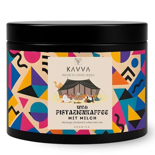 Kavva Premium Wild Pistazien Türkischer Kaffee mit Kakao, Milchcreme und Kaffee aus Arabica Bohnen, 100 g Dose, Traditionell geröstet, Türkischer Mokka, Menengic Türk kahvesi