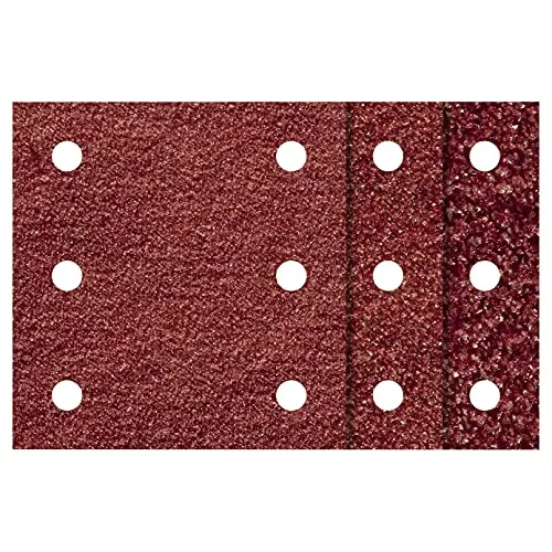 wolfcraft Haft-Schleifstreifen Set für Holz und Metall I 1761000 I, 100 x 115 mm I für Schwingschleifer I Klettgewebe, 10-tlg. I Körnungen 60, 120, 240