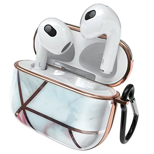 Für Apple AirPods 3 Hülle Marmoroptik Cover Hülle Stoßfest Polycarbonat Rose
