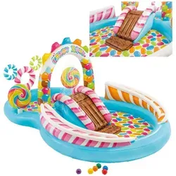 Intex Candy Zone Planschbecken 295x191x130 cm - Swimmingpools für Kinder ab 3 Jahren, mit buntem Design und ideal für heiße Sommertage im Garten.