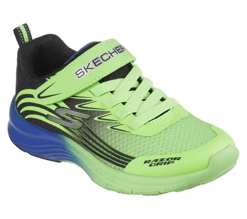 Skechers Razor Grip Kinder Sneaker - Bequemer Sportschuh mit Memory-Foam - Unisex-Schuhe mit flachem Absatz und Klettverschluss, ideal für Freizeitaktivitäten. Das Memory-Foam-Fußbett sorgt für besonderen Komfort.