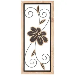 Moderne Wanddeko aus Metall und Holzwerkstoff - Elegante Wanddeko in Natur und Schwarz, 26x60x2.5 cm, ideal für stilvolle Akzente in Ihrem Wohnraum.