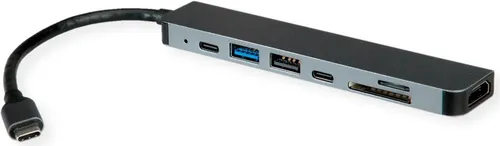 ROLINE USB-C Dock HDMI+ 2xA+1xC 1xTF/SD+1xC PD 4K60 - Digital/Daten - Digital/Display/Video (12.02.1122)