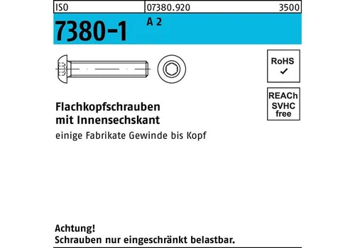 Reyher Flachkopfschraube ISO 7380-1 m.Innensechskant M 3 x 5 A 2