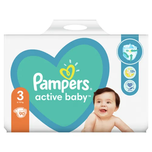 Pampers Active Baby Rozmiar 3, 90 pieluszek, 6-10 kg Procter & 8001090949455