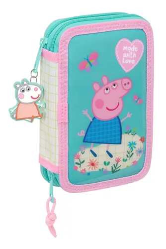 Safta Peppa Pig Pretty Flowers Federmäppchen für Kinder - Schultaschen-Sets mit 29 nützlichen Utensilien, ideal für Kinder von 5 bis 14 Jahren, robust und langlebig für kreative Bastelarbeiten.