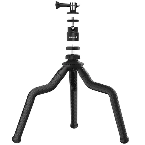 SABRENT Kamera Stativ, Flexibles Kugelkopf-Bundle leichtes Camera Tripod, Aluminium fotostativ für Panasonic Canon Nikon Sony, Dreibeinstativ for Smartphone mit Handy Halterung (TP-FLTP)