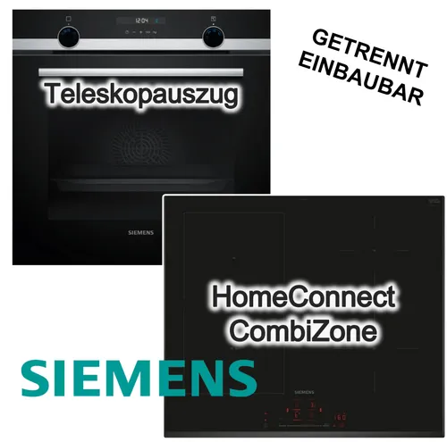 SIEMENS Herdset mit Teleskopauszug und Induktionskochfeld