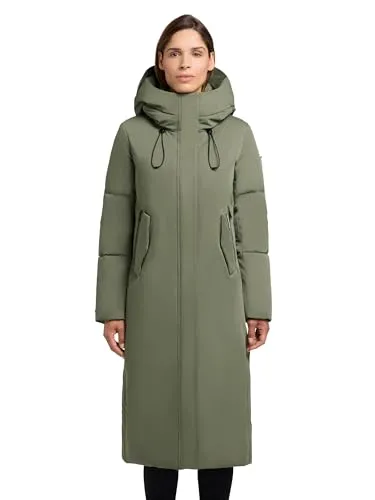 khujo Damen Wintermantel warmer Parka mit hohem Kragen und großer Kapuze Luggs Muted Green Gr. XXL