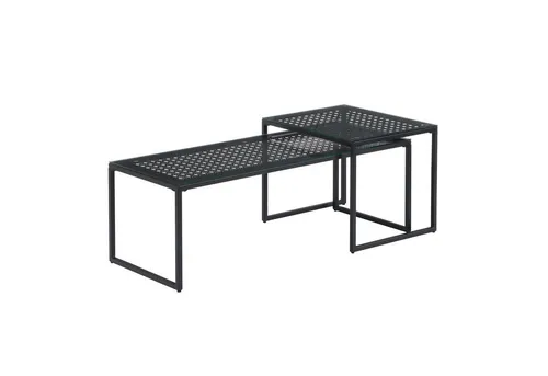 Wohnling Satztisch WL7.329 2er Set Glasplatte Metallgestell Couchtisch Schwarz Sofatisc (Couchtisch 2er Set Glas Platzsparend Schwarz), Wohnzimmertisch Modern, Sofatisch 2-teilig