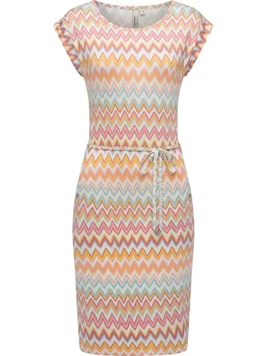 Ragwear Damen Midikleid Taggien Print – Bequem und Stilvoll - Freizeitkleid für Damen, luftiges Jersey-Material für optimale Bewegungsfreiheit, ideal für heiße Sommertage mit seitlichen Eingrifftaschen und Taillengürtel.