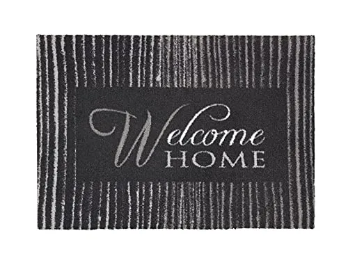Astra Rutschfester Teppich Wohnzimmer - Miabella Fußmatte innen - Küche Läufer Flur Schmutzfangmatte - Sauberlauf waschbar 50x70cm Linien grau