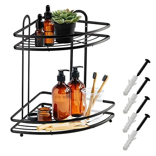 KADAX Duschablage Ecke, 2 Etagen Badregal - Duschkörbe & Duschablagen: Modernes Eckregal aus pulverbeschichtetem Stahl mit viel Stauraum für Shampoo und Duschgel, einfach zu reinigen und stabil.