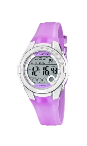 Calypso Kinderuhr Mädchen Teenie Digital K5571/3 - Armbanduhren für Kinder mit digitaler Anzeige, wasserdicht bis 10 ATM und verziert mit kleinen Herzchen für einen modischen Look.