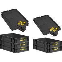 PROREGAL® Stapelbox SparSet 5x Eurobox NextGen Color 23L Schwarz-Gelb - Stapelboxen aus robustem, recyceltem Kunststoff, temperatur- und säurebeständig. Ideal für Lagerung und Transport mit ergonomischen Griffmulden für einfachen Transport.
