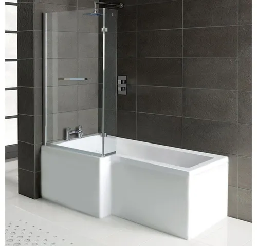 HAK Badewanne Raumsparwanne Syna mit Duschkabine, 150x85/70 cm - Badewannen & Duschlösungen in einem, ideal für platzsparende Bäder – genießen Sie Komfort ohne Kompromisse!