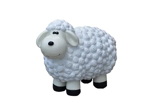 Geschenkestadl Gartenfigur XL Schafe in Weiß - Wetterfeste Gartenfigur aus witterungsbeständigem Material, ideal für die Verschönerung Ihres Gartens.