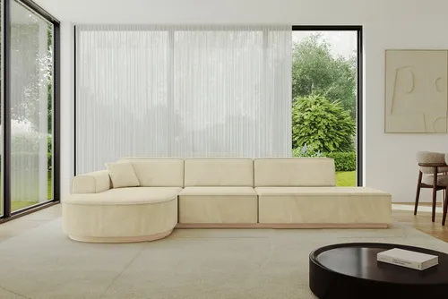 ALTDECOR Ecksofa in L-Form Corner Sofa Bett Eckcouch Couch Wohnlandschaft Cauchsofa Arrio-L2-328x171x83 cm Beige