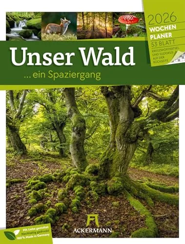 Unser Wald Wochenplaner Kalender 2026 - Denksport & Gedächtnisspiele - Hochformat Kalender (25x33 cm) mit unterhaltsamen Kreuzworträtseln und Sudokus für eine kreative Wochenplanung.