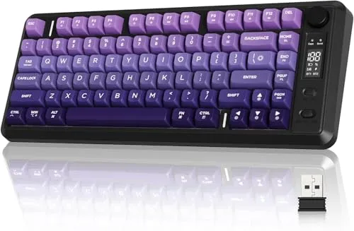 Free wolf M75 82-PBT Tasten Kompakte Drahtlose Tastatur - Lila
