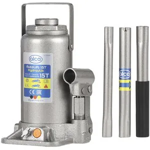 ALCA Wagenheber 433150 - Hydraulischer Stempelwagenheber für LKW, Tragfähigkeit 15t, kompakt und robust aus Stahl, ideal für Werkstätten und mobile Einsätze.