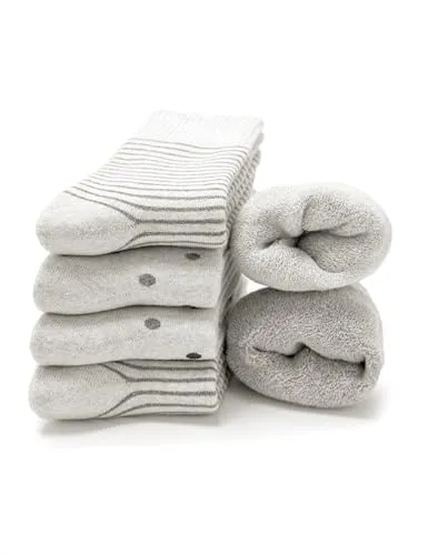 Occulto Damen Warme Thermosocken 80% Baumwolle 6er Pack (Modell: Smilla) Grau-punkte 35-38