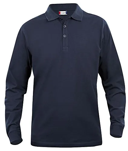 Clique, Herren Poloshirt, langärmelig S bis 5 XL, Grau Gr. XXL, dunkles marineblau