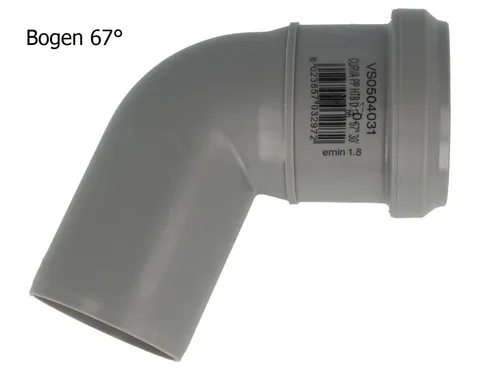 Ht Bogen Ø 50 X 67°, Mit Einseitiger Steckmuffe Und Gummidichtung