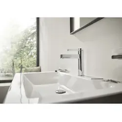 hansgrohe Finoris 100 Waschtischarmatur mit Push-Open Ablaufgarnitur - Waschtischarmatur mit ComfortZone 100, ideal für moderne Badezimmer. Ausladung von 126 mm und energiesparend dank EcoSmart.