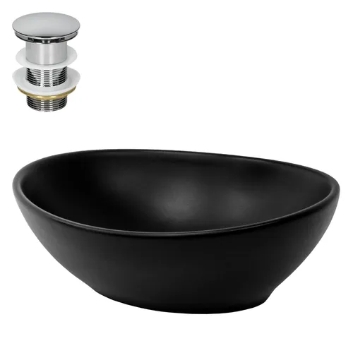 ML-Design Ovale Waschschale aus Keramik in Schwarz matt - Moderne Waschschale für Badezimmer/Gäste-WC, gefertigt aus hochwertiger, kratzfester Keramik für lange Lebensdauer und einfache Reinigung. Das edle Design wird zum Blickfang in jedem Raum.
