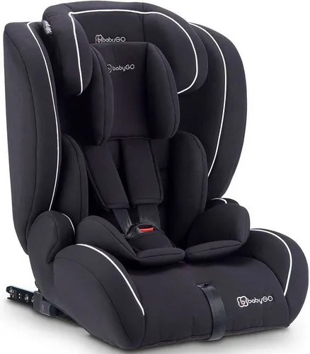 BabyGo Autokindersitz FreeFix Isize, Schwarz für Kinder von 76-150 cm - Kindersitz mit 5-Punkt-Gurtsystem und Isofix-Befestigung für maximale Sicherheit. Verstellbare Kopfstütze und waschbare Bezüge machen ihn ideal für Familien.