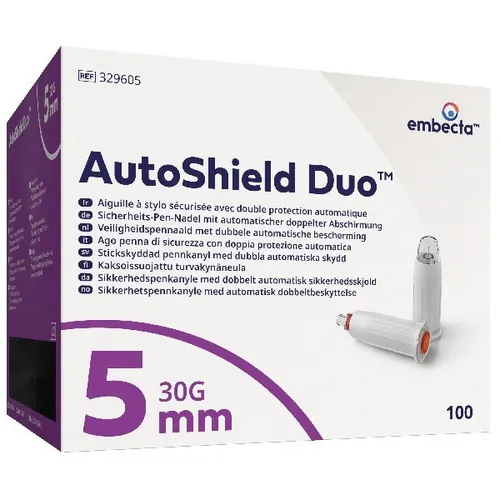Embecta AUTOSHIELD Duo Sicherheits-Pen-Nadeln 30G x 5mm – 100 Stück