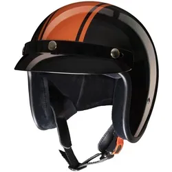 Kochmann RB-676 Jethelm Schwarz / Orange L - Motorradhelm aus Fiberglas mit Brillenschlaufe und sehr weichem Textilfutter für optimalen Komfort. Ideal für stilbewusste Fahrer.