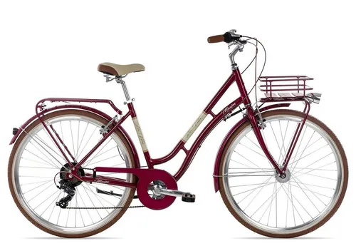 Maxim Cityrad La Vita, 7 Gang Shimano Tourney 7 Schaltwerk, Kettenschaltung, Damen Citybike Tiefeinstieg 28 Zoll violett/rosa