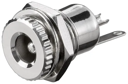 DC-Einbaubuchse für Hohlstecker 5,5x2,5mm, Metallausführung - Lötanschluss