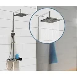 SCHÜTTE Duschset BLUEPERL - Duschsystem mit Regendusche und modularer Ablage für stilvolle Badezimmer. Hochwertige Edelstahl-Duschsäule mit variabler Höhe für individuelles Duschvergnügen.