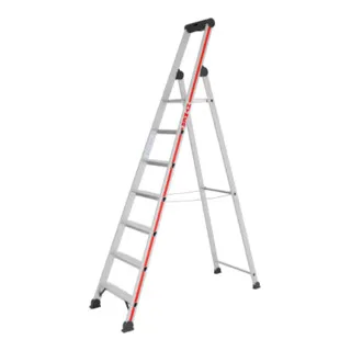 Hymer 4126 Stufenstehleiter mit Plattform – einseitig begehbar (7 Stufen) - Leiter für sicheren Zugang mit stabiler Plattform (250×250 mm) und hochwertiger Verarbeitung. Ideal für Handwerker und Heimwerker.