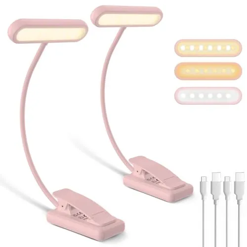 iFalarila Leselampe Buch Klemme, Breite Lichtabdeckung, USB C Wiederaufladbare Buchlampe mit 3 Farben & 10 Helligkeit dimmbar, flexibler Schwanenhals, klemmleuchte, Leselicht für Kinder