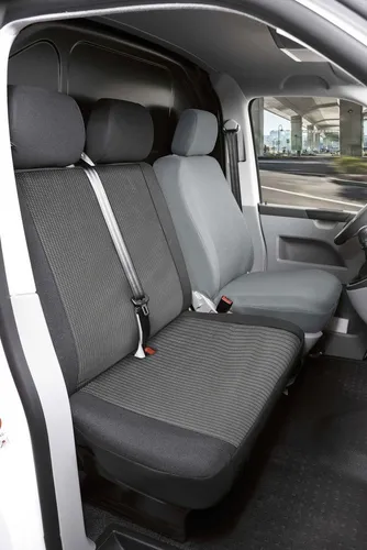 WALSER Autositzbezug VW T6 - 6-teilig, Doppelbankbezug für klappbare Lehne - Schützen Sie Ihre Autositze mit den hochwertigen WALSER Sitzbezügen. Perfekte Passform, scheuerfestes Material und einfache Montage sorgen für optimalen Schutz und ansprechendes Design.