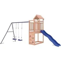 vidaXL Spielturm aus Douglasien-Massivholz - Vielseitiger Spielturm aus robustem Douglasienholz mit Plattform, Kletterwand, Wellenrutsche und Schaukeln. Ideal für fantasievolle Abenteuer im eigenen Garten!