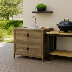 HTI-Living Küchenspüle mit Abtropfläche und Unterschrank, 83/43 cm