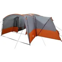 vidaXL Familienzelt Grau und Orange – 760 x 645 x 230 cm - Geräumiges Familienzelt für den perfekten Campingurlaub. Mit praktischem E-Port, Belüftungsfenstern und robustem Material bietet es Schutz vor Witterungseinflüssen und hohen Komfort beim Übernachten.