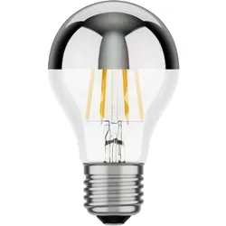 ledscom.de E27 LED Leuchtmittel, A60, warmweiß (2700 K), 6 W, 667lm, Kopfspiegel (silber)