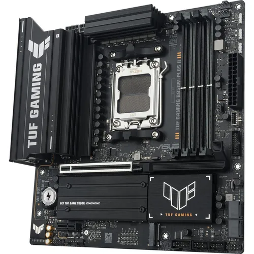 ASUS TUF GAMING B850M-PLUS II Mainboard - Micro-ATX Mainboard mit AMD B850 Chipsatz, unterstützt 4x DDR5 für hohe Leistung und Stabilität im Gaming-Bereich.